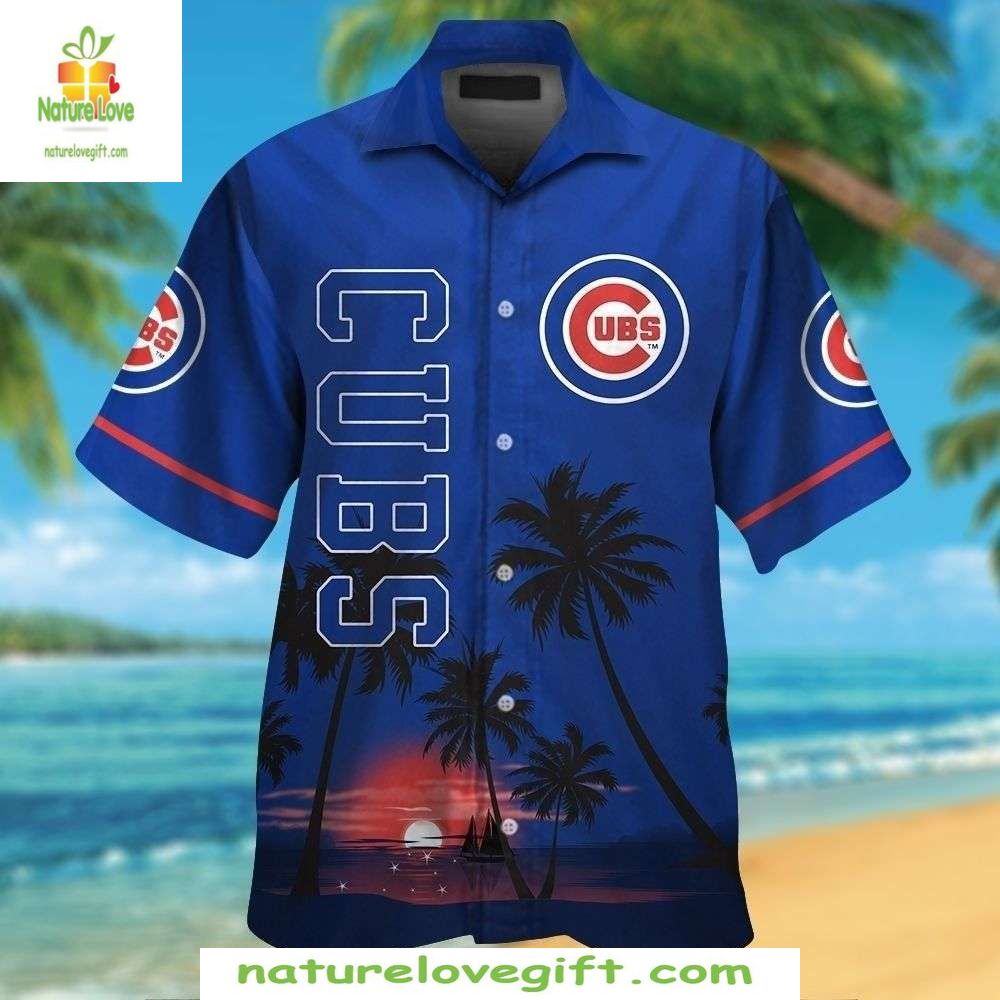 Chicago Cubs Hawaiian Sunset Serenity Palm - Adult & Kids T-Shirts, Sweatshirts & Hoodies apparel design preview 1