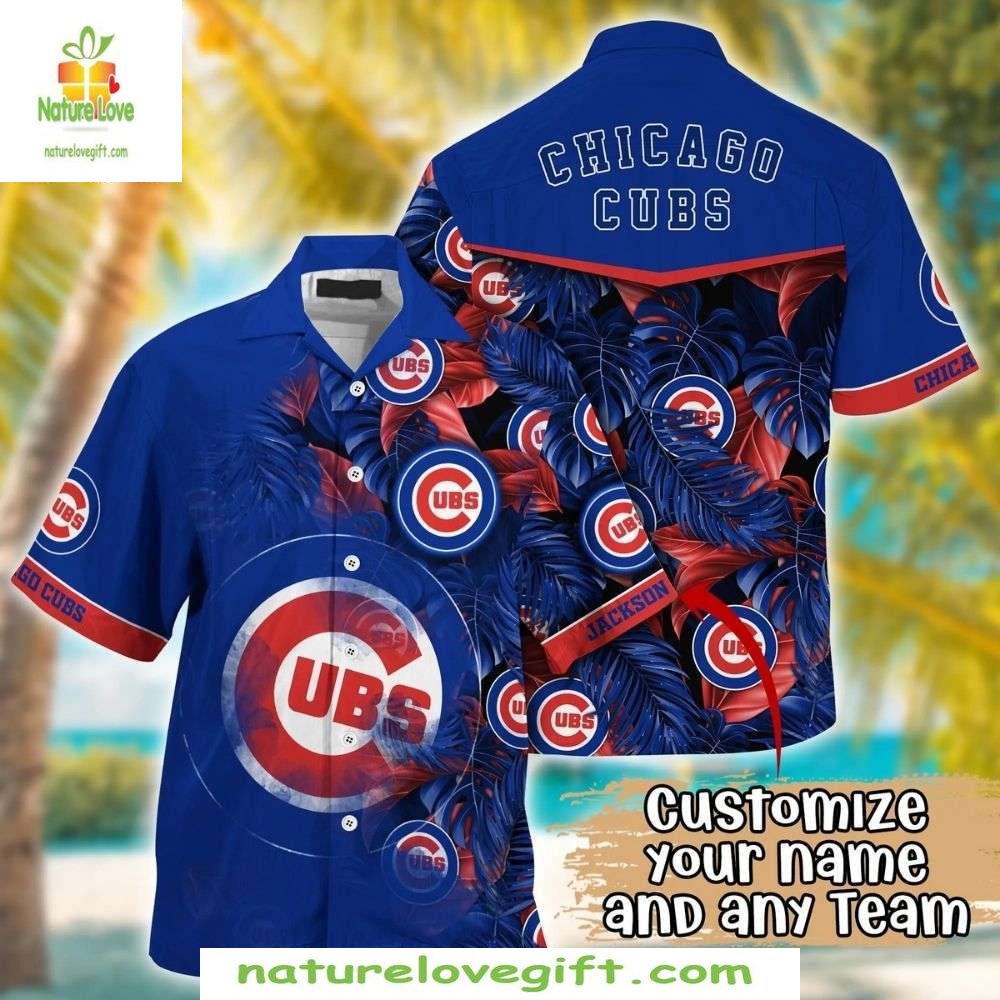 Chicago Cubs MLB Hawaiian Custom Name Tropical - Adult & Kids T-Shirts, Sweatshirts & Hoodies apparel design preview 1