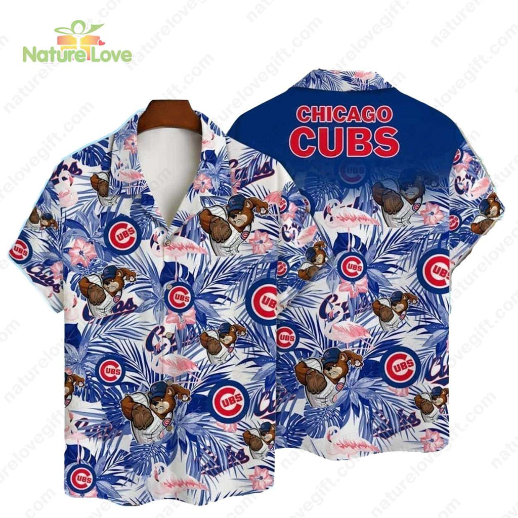 Chicago Cubs Tropical Leaves Mascot MLB Hawaiian - Adult & Kids T-Shirts, Sweatshirts & Hoodies apparel design preview 1