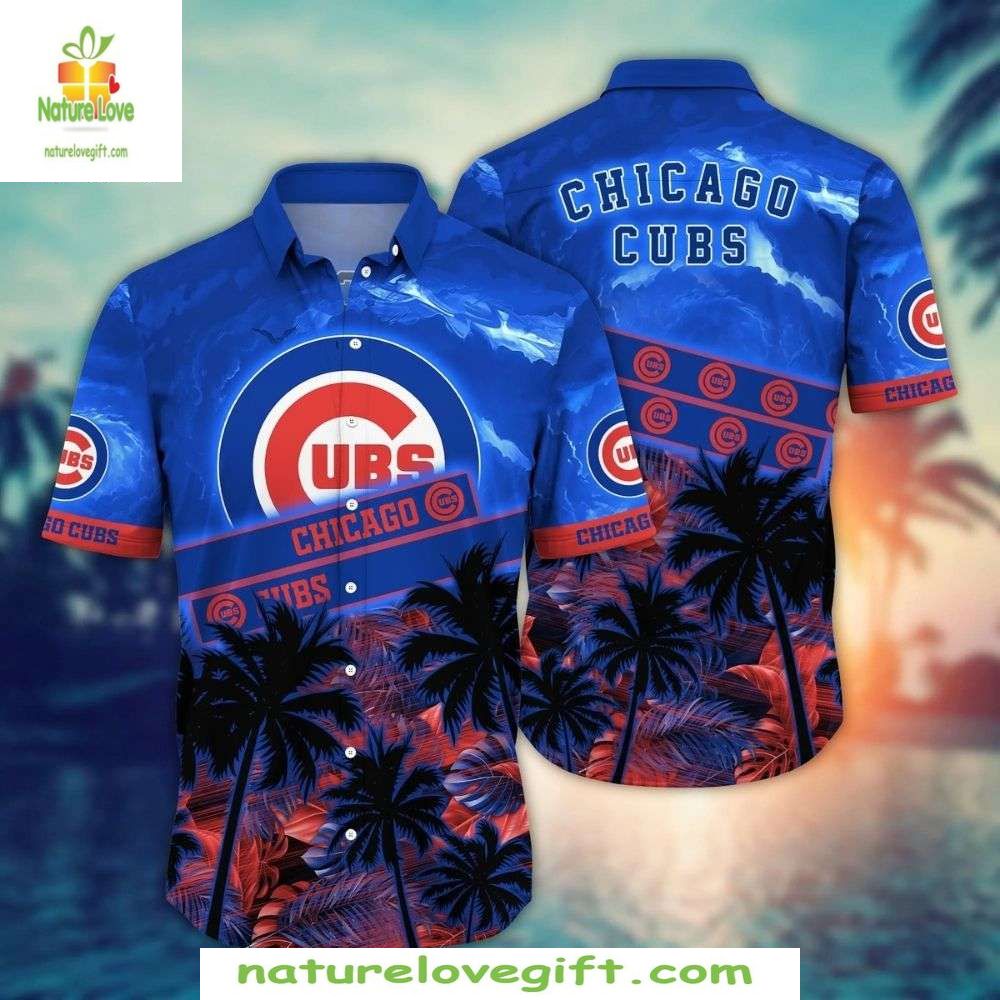 Chicago Cubs Hawaiian Sunset Tropic Waves Stylish - Adult & Kids T-Shirts, Sweatshirts & Hoodies apparel design preview 1