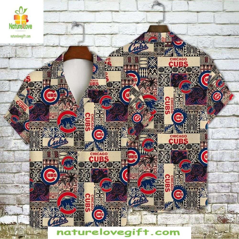 Chicago Cubs Hawaiian Vintage Tribal Print MLB - Adult & Kids T-Shirts, Sweatshirts & Hoodies apparel design preview 1