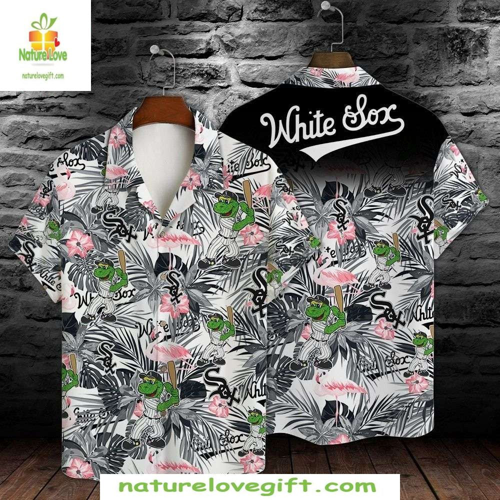Chicago White Sox Hawaiian Flamingo Hibiscus MLB - Adult & Kids T-Shirts, Sweatshirts & Hoodies apparel design preview 1