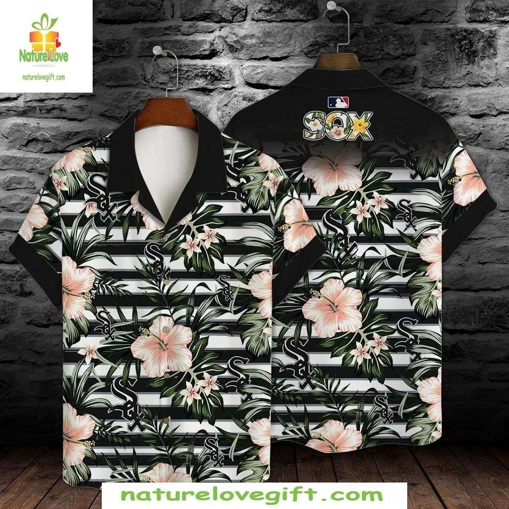 Chicago White Sox Hawaiian Floral Striped MLB - Adult & Kids T-Shirts, Sweatshirts & Hoodies apparel design preview 1