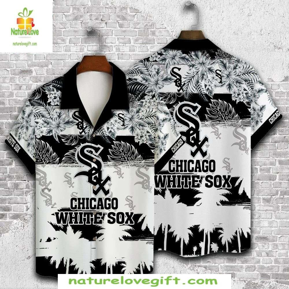 Chicago White Sox Hawaiian Floral Silhouette MLB - Adult & Kids T-Shirts, Sweatshirts & Hoodies apparel design preview 1