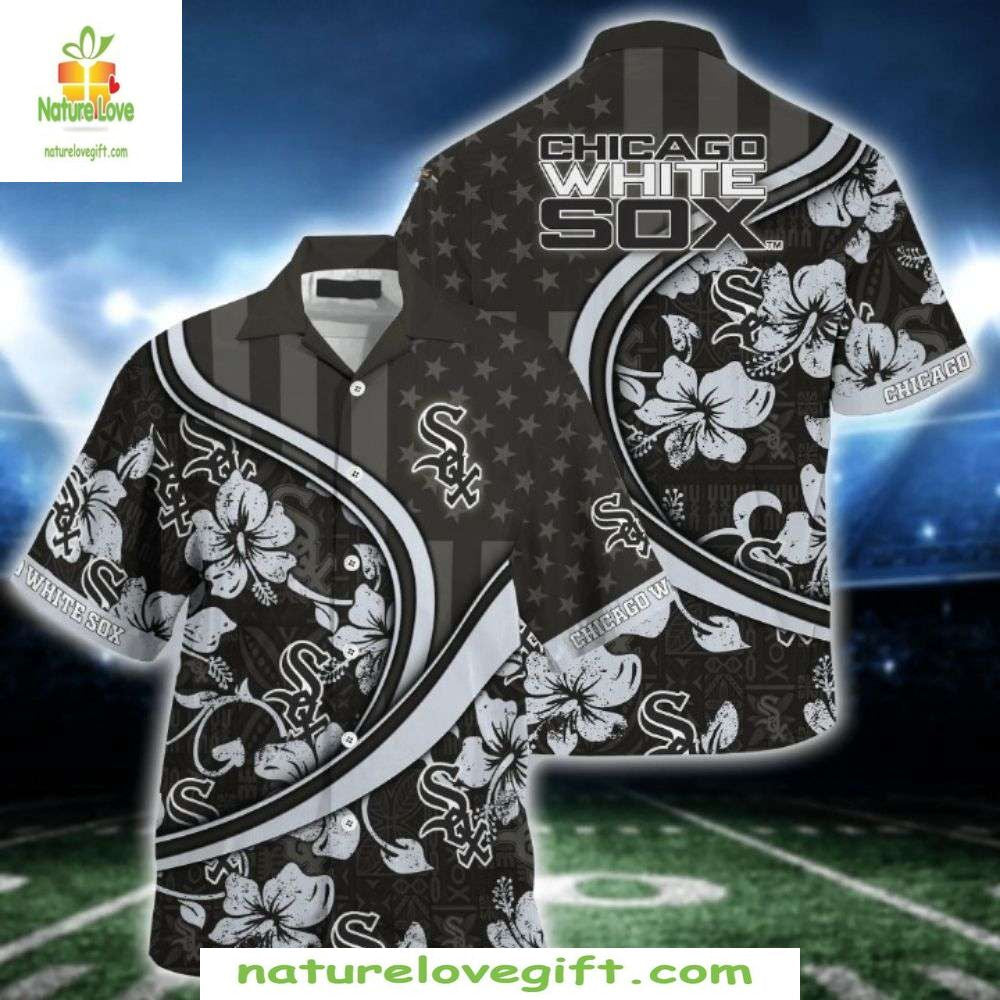 Chicago White Sox Hawaiian MLB Baseball Aloha US Flag - Adult & Kids T-Shirts, Sweatshirts & Hoodies apparel design preview 1
