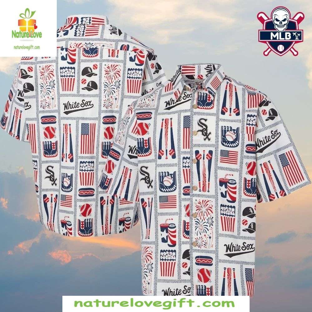 MLB Chicago White Sox Patriotic Fireworks Hawaiian - Adult & Kids T-Shirts, Sweatshirts & Hoodies apparel design preview 1