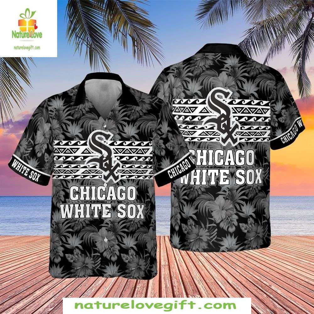 Chicago White Sox Hawaiian Tropical Hibiscus Flower - Adult & Kids T-Shirts, Sweatshirts & Hoodies apparel design preview 1