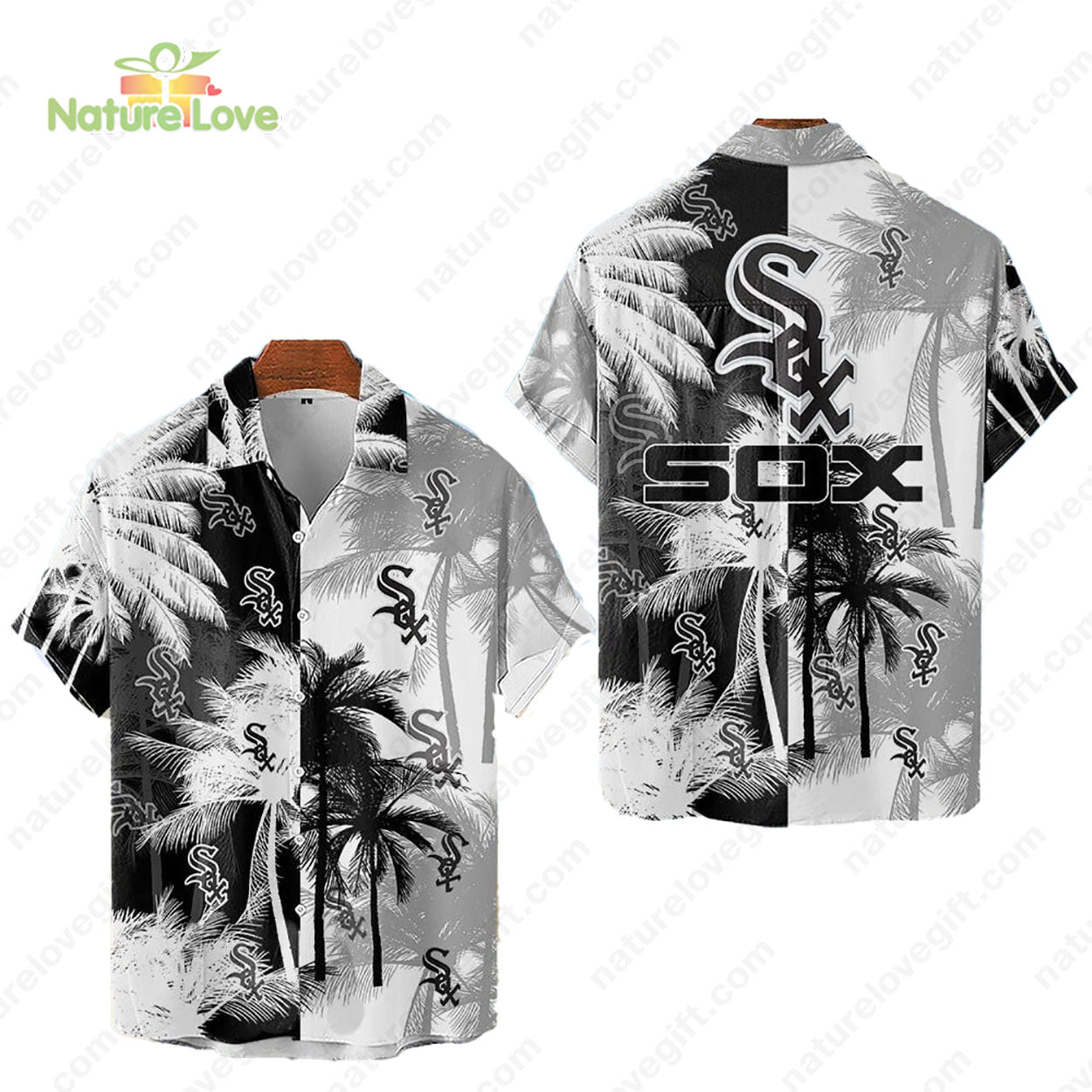 Chicago White Sox Tropical Palm Trees MLB Hawaiian - Adult & Kids T-Shirts, Sweatshirts & Hoodies apparel design preview 1