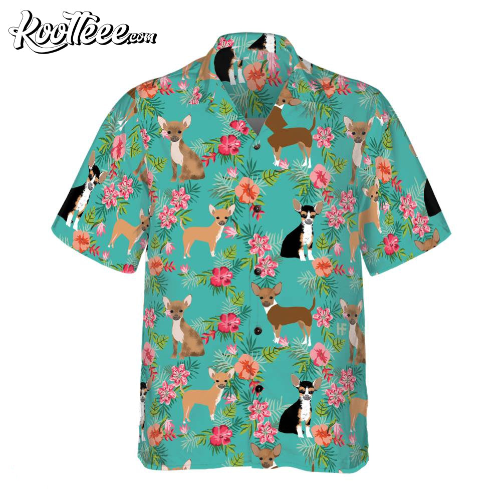 Chihuahua Hibiscus Floral Hawaiian - Adult & Kids T-Shirts, Sweatshirts & Hoodies apparel design preview 1