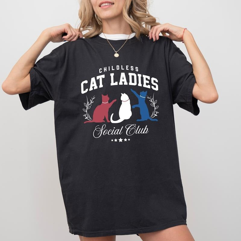 Childless Cat Social Club Comfort Colors Lover Meme - Adult & Kids T-Shirts, Sweatshirts & Hoodies apparel design preview 1