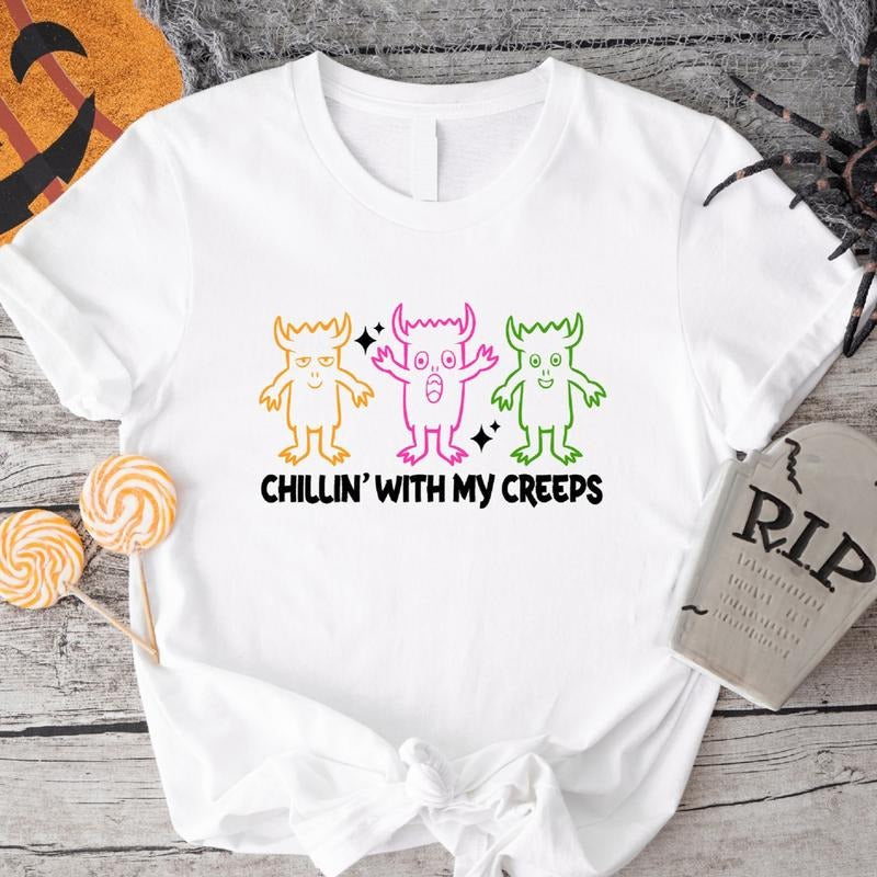 Chillin' My Creeps Halloween Funny Boo Spooky Season - Adult & Kids T-Shirts, Sweatshirts & Hoodies apparel design preview 1