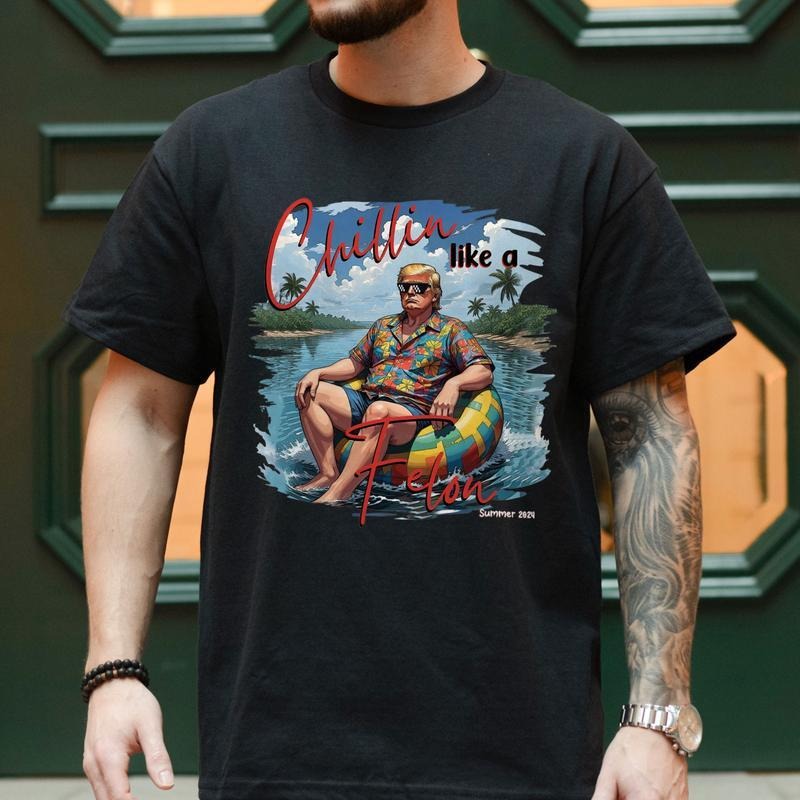 Chillin Like Felon Summer 2024 USA Patriotic Wanted - Adult & Kids T-Shirts, Sweatshirts & Hoodies apparel design preview 1