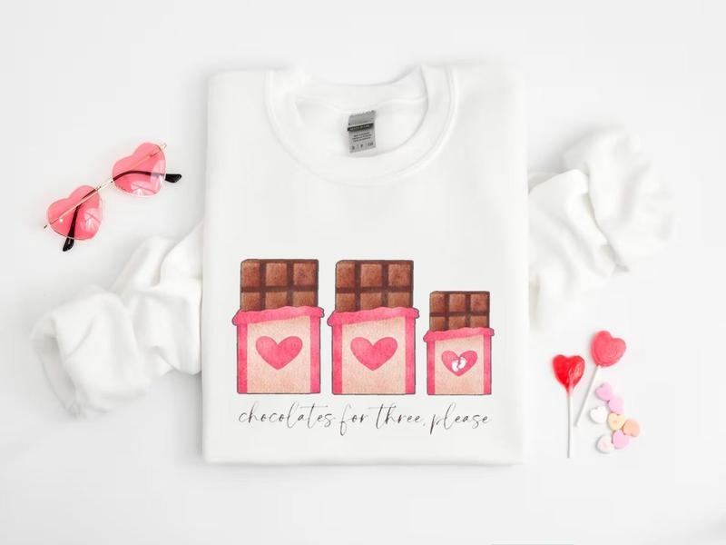 Chocolate Three Please Valentines Pregnancy - Adult & Kids T-Shirts, Sweatshirts & Hoodies apparel design preview 1