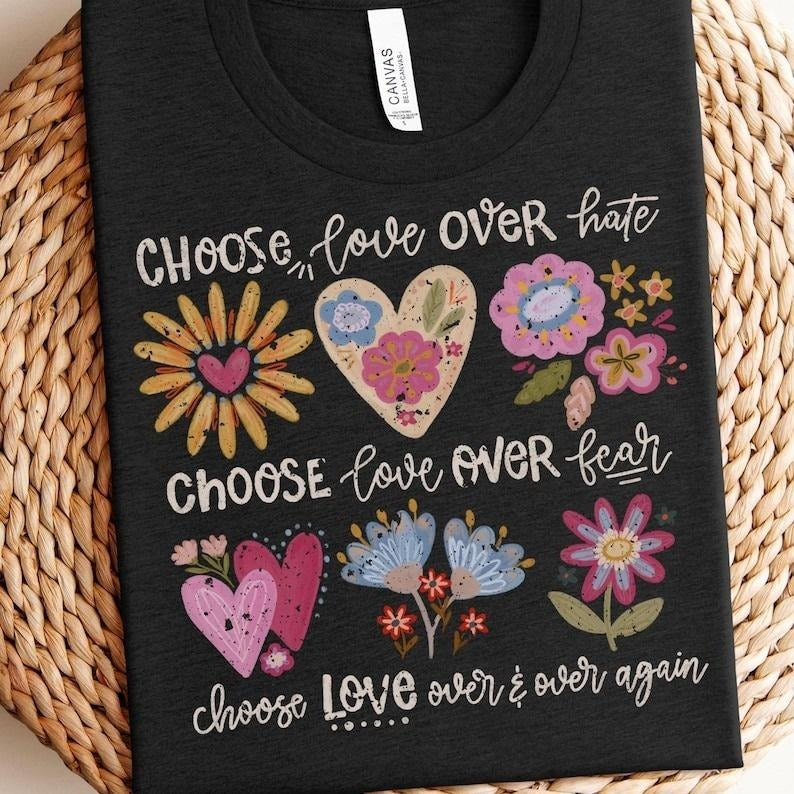 Choose Love Boho Floral Flowers Peace Inspirational - Adult & Kids T-Shirts, Sweatshirts & Hoodies apparel design preview 1