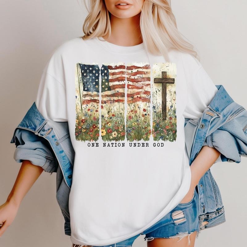 Christian 4th July Patriotic Faith Freedom American - Adult & Kids T-Shirts, Sweatshirts & Hoodies apparel design preview 1