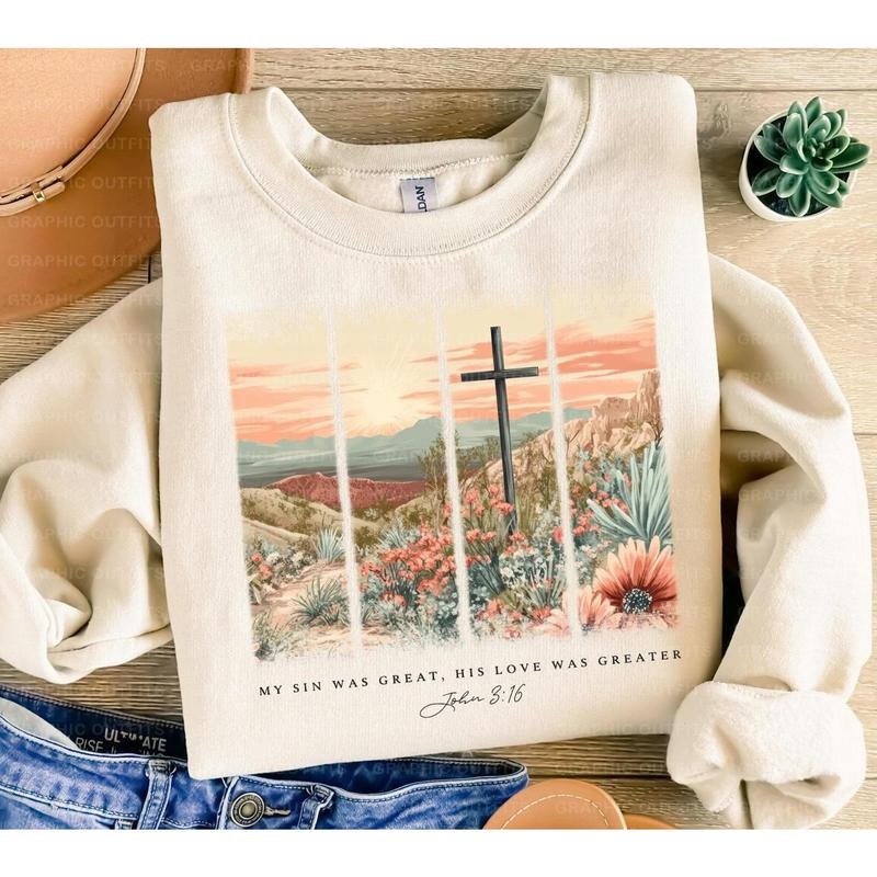 Christian Easter Cross My Sin Was Great His Love - Adult & Kids T-Shirts, Sweatshirts & Hoodies apparel design preview 1
