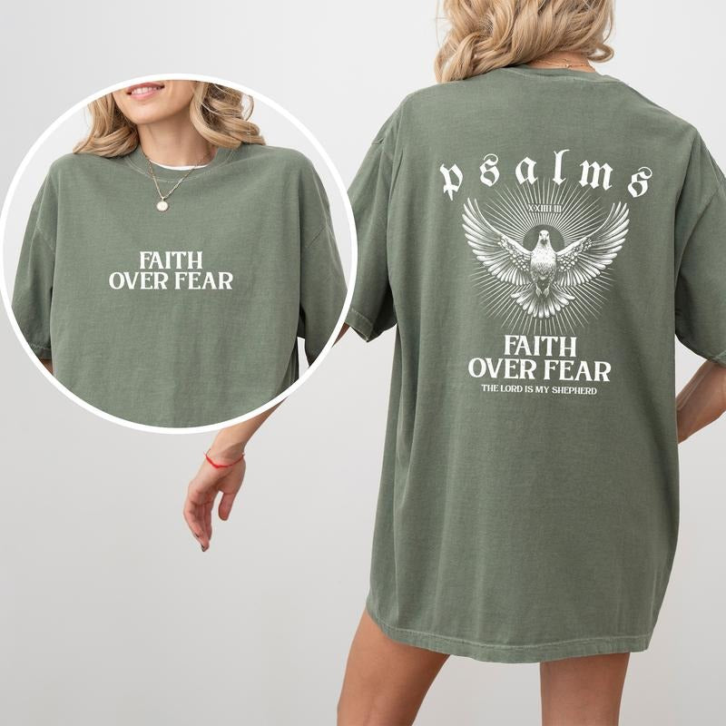 Christian Faith Over Fear 2 Sided Based Bible Verse - Adult & Kids T-Shirts, Sweatshirts & Hoodies apparel design preview 1