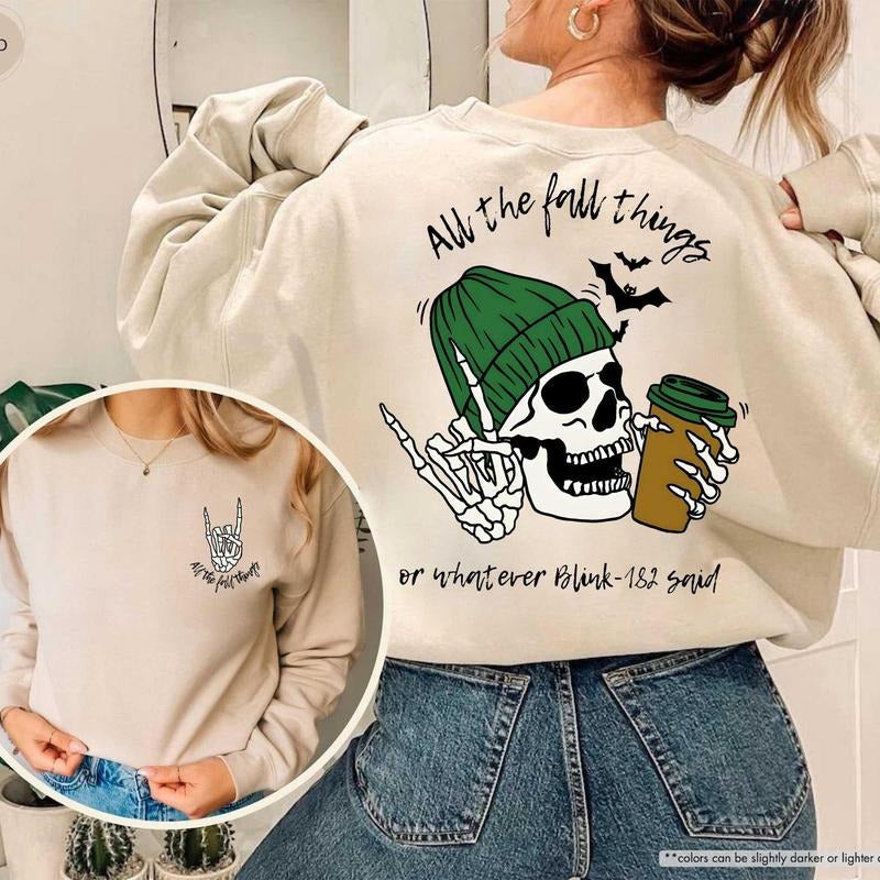 Christian Fall Skeleton 2 Sided All Things Whatever - Adult & Kids T-Shirts, Sweatshirts & Hoodies apparel design preview 1