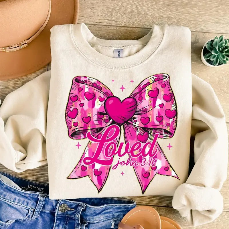 Christian Valentines Loved John 3:16 Retro Valentine - Adult & Kids T-Shirts, Sweatshirts & Hoodies apparel design preview 1