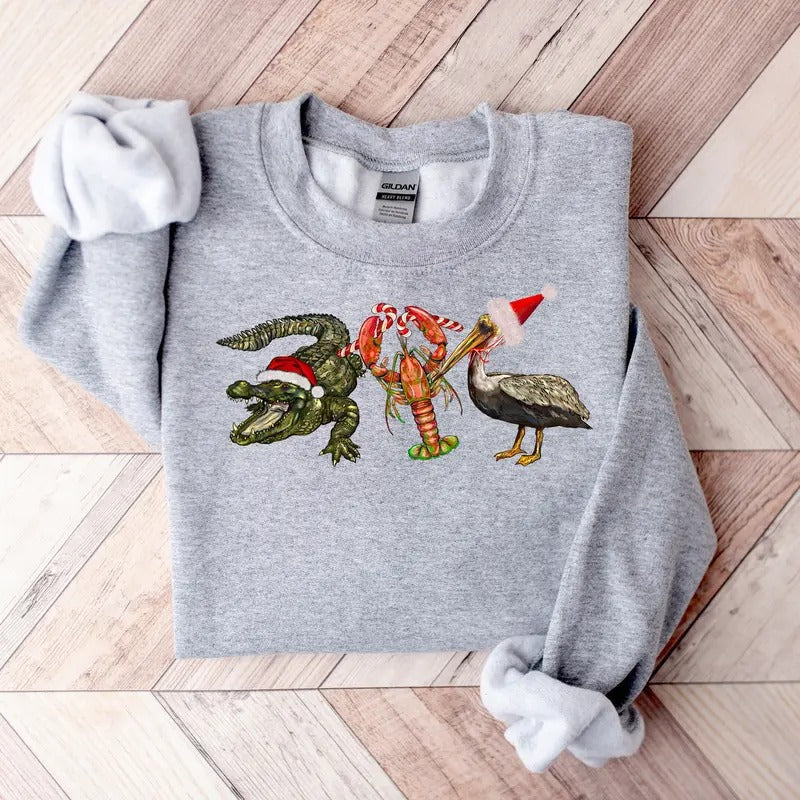 Alligator Pelican Crawfish New Year Animal Lover - Adult & Kids T-Shirts, Sweatshirts & Hoodies apparel design preview 1