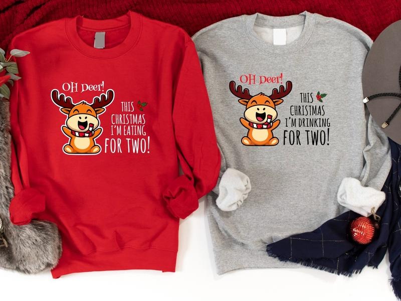 Baby Reveal Party Oh Deer! This I'M Drinking Two - Adult & Kids T-Shirts, Sweatshirts & Hoodies apparel design preview 1