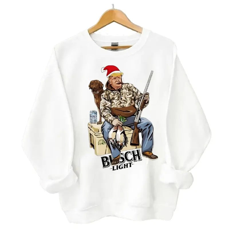 Busch Light Tr4mp Hunting Ducks Xmas Santa Claus - Adult & Kids T-Shirts, Sweatshirts & Hoodies apparel design preview 1