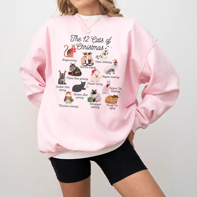 Cat 12 Cats Meowy Lover Cozy Womenswear Tops - Adult & Kids T-Shirts, Sweatshirts & Hoodies apparel design preview 1