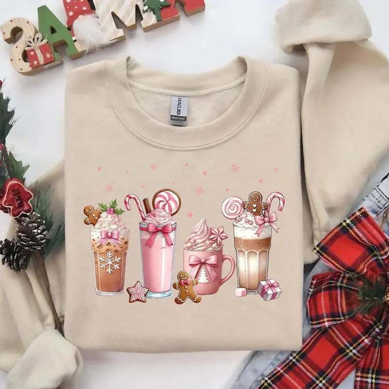 Coffee Pink Coquette Bow Funny 2025 Cofee Cute Woman - Adult & Kids T-Shirts, Sweatshirts & Hoodies apparel design preview 1