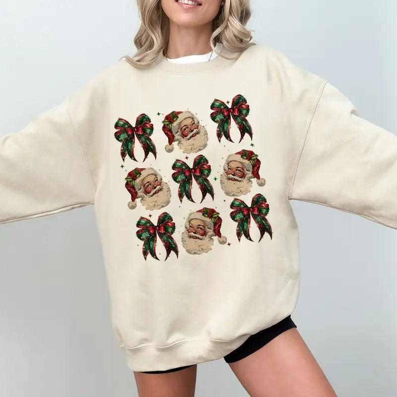 Coquette Santa Season Retro 2024 Bow - Adult & Kids T-Shirts, Sweatshirts & Hoodies apparel design preview 1