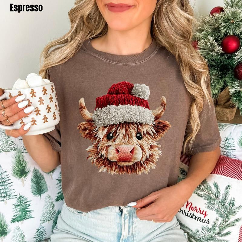 Cow FAKE Crochet Comfort Colors 'NLB' - Adult & Kids T-Shirts, Sweatshirts & Hoodies apparel design preview 1