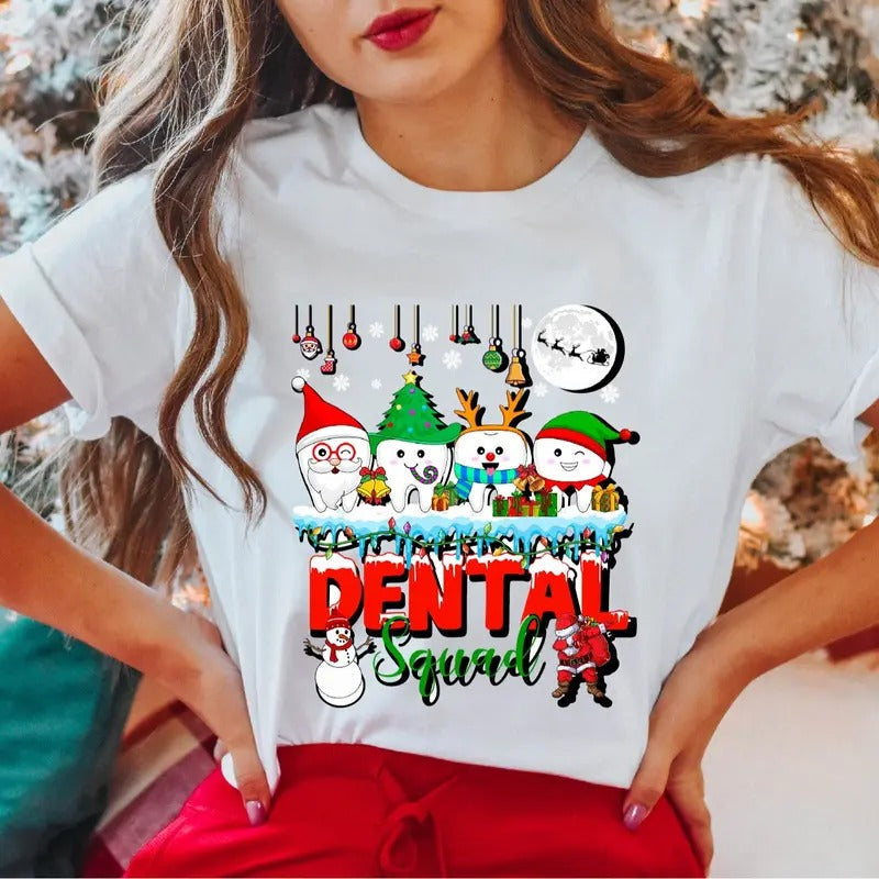 Dental Squad Santa Teeth Dentist Assistant Party Xmas - Adult & Kids T-Shirts, Sweatshirts & Hoodies apparel design preview 1