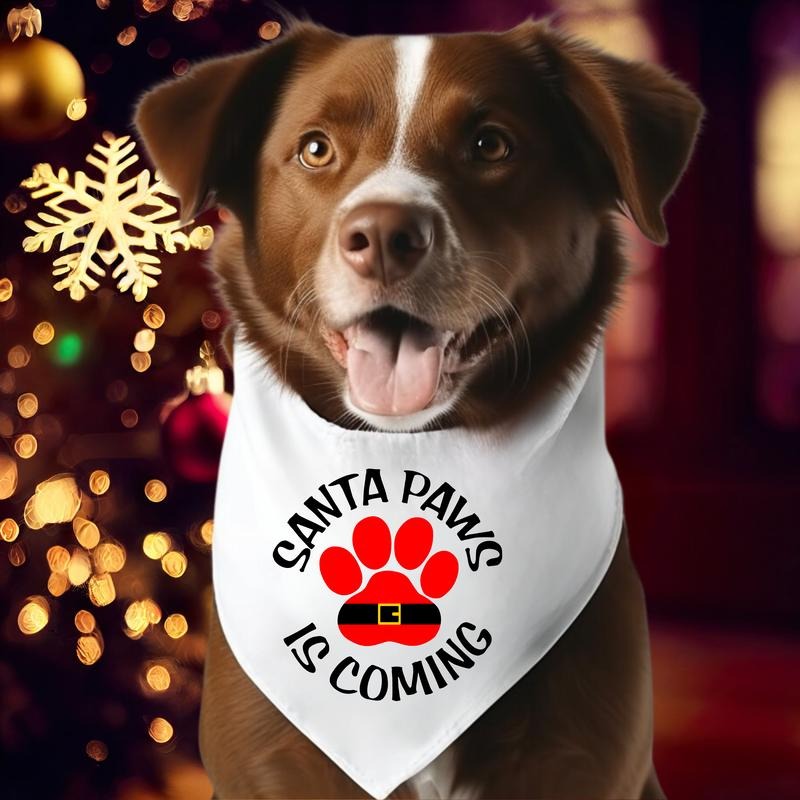 Dog Bandana Santa Paws Is Coming Pet Owner Xmas Paw - Adult & Kids T-Shirts, Sweatshirts & Hoodies apparel design preview 1