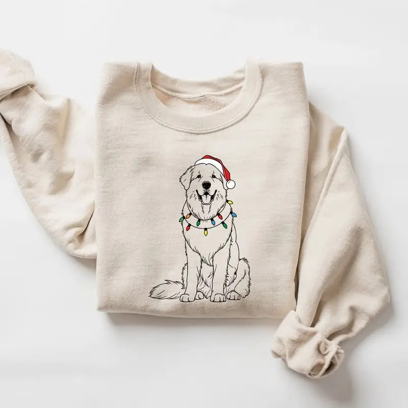 Great Pyrenees Santa Light Lover Dog Mom Xmas - Adult & Kids T-Shirts, Sweatshirts & Hoodies apparel design preview 1