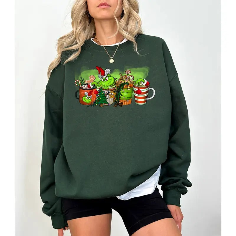 Grinchmas Coffee Cup Retro Funny Family - Adult & Kids T-Shirts, Sweatshirts & Hoodies apparel design preview 1