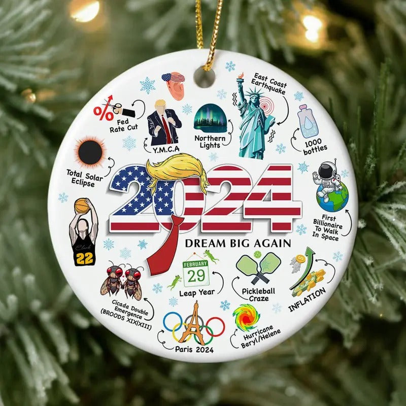 Ornaments 2024 Funny Hot Topics Year Review Ceramic - Adult & Kids T-Shirts, Sweatshirts & Hoodies apparel design preview 1