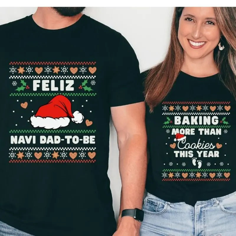 Pregnancy Announcement Feliz Navidad Baby Reveal - Adult & Kids T-Shirts, Sweatshirts & Hoodies apparel design preview 1