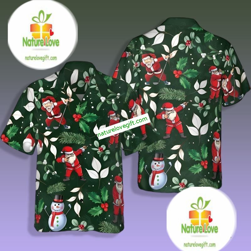 Christmas Santa Claus Dance Green Hawaiian For Sale - Adult & Kids T-Shirts, Sweatshirts & Hoodies apparel design preview 1