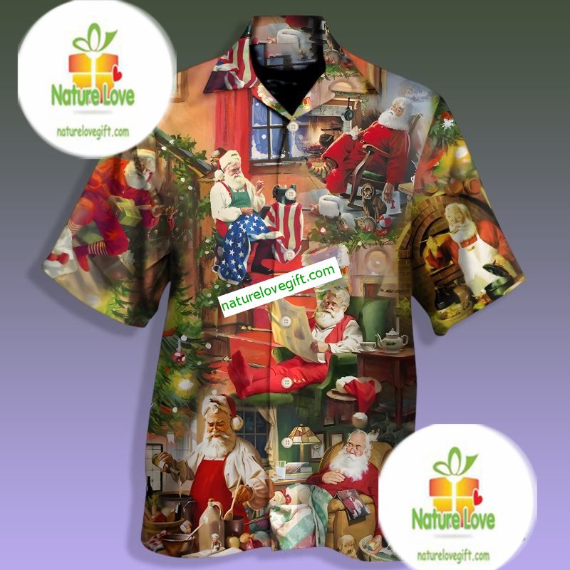 Christmas Santa Claus In His House Green Western - Adult & Kids T-Shirts, Sweatshirts & Hoodies apparel design preview 1