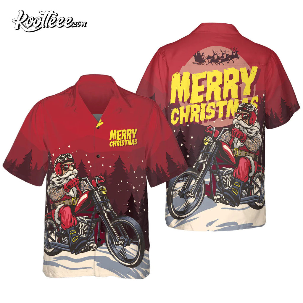 Christmas Santa Motobike Hawaiian - Adult & Kids T-Shirts, Sweatshirts & Hoodies apparel design preview 1