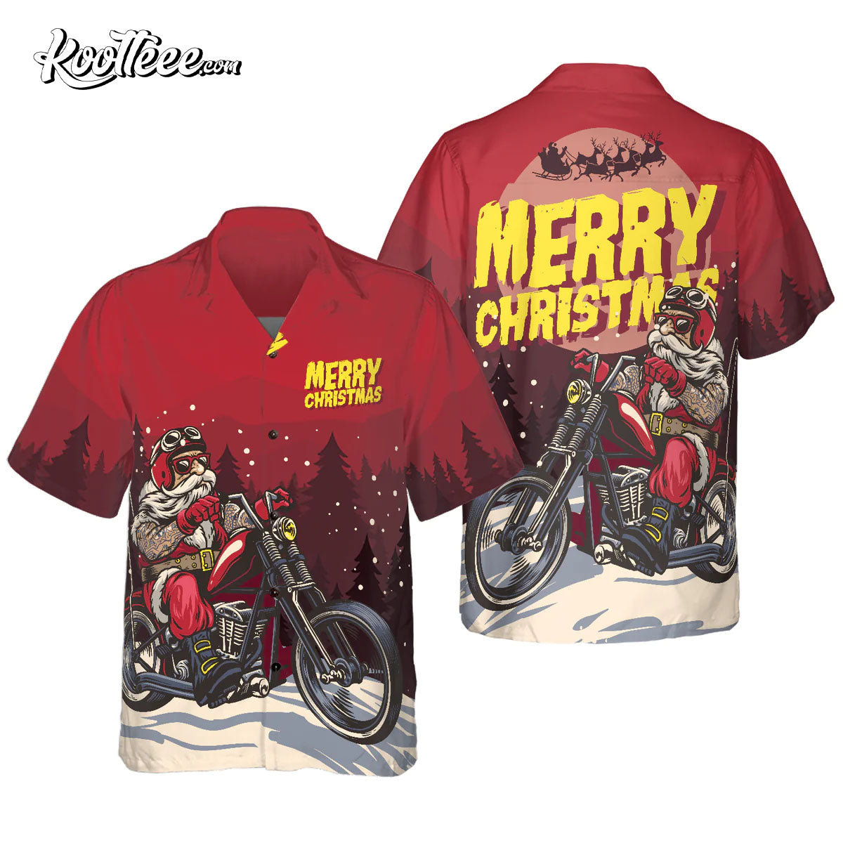 Christmas Santa Motobike Hawaiian - Adult & Kids T-Shirts, Sweatshirts & Hoodies apparel design preview 1