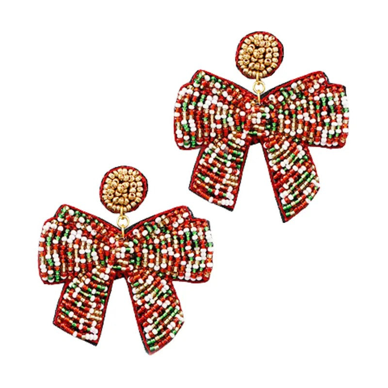 Seed Bead Bow Earrings - Adult & Kids T-Shirts, Sweatshirts & Hoodies apparel design preview 1