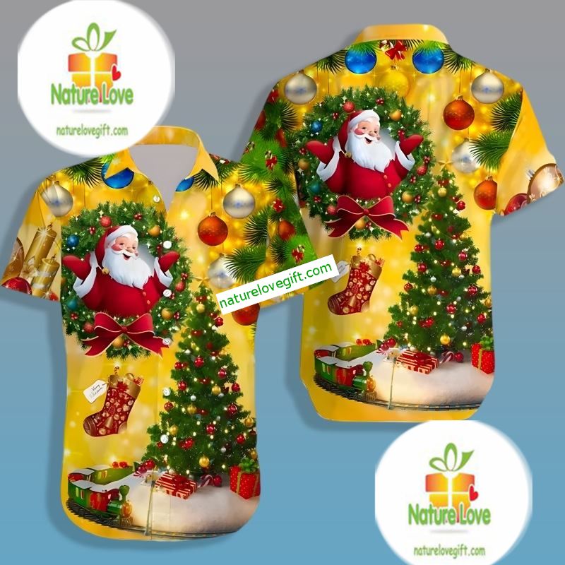 Christmas Wreath Bell Santa Claus Xmas Tree Yellow - Adult & Kids T-Shirts, Sweatshirts & Hoodies apparel design preview 1