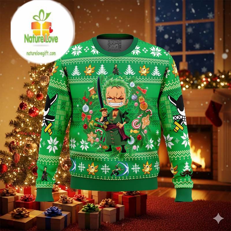 Christmas Zoro One Piece Ugly Christmas Sweater - Holiday Gift product image