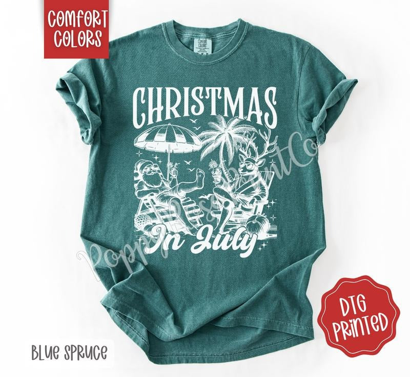 July Comfort Colors Cute Summer Santa - Adult & Kids T-Shirts, Sweatshirts & Hoodies apparel design preview 1