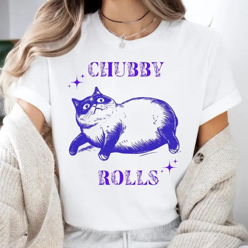 Chubby Rolls Cat Fat Weed Lover Funny - Adult & Kids T-Shirts, Sweatshirts & Hoodies apparel design preview 1