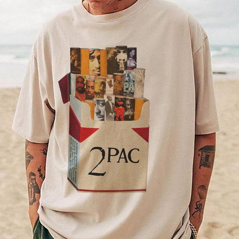 Cigar Lovers Smoking 2Pac Tupac Shakur Vintage Rapper - Adult & Kids T-Shirts, Sweatshirts & Hoodies apparel design preview 1