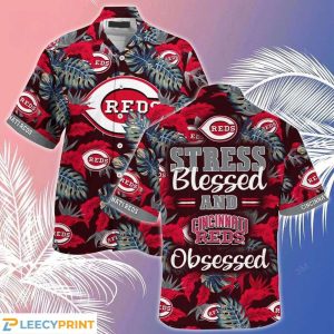Cincinnati Reds MLB Stress Blessed Obsessed Summer - Adult & Kids T-Shirts, Sweatshirts & Hoodies apparel design preview 1