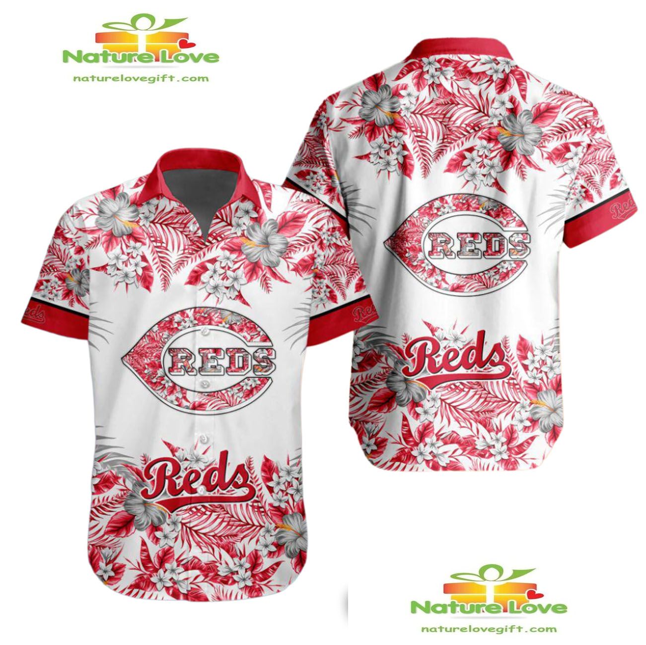Cincinnati Reds Hawaiian Tropical Flower Aloha for - Adult & Kids T-Shirts, Sweatshirts & Hoodies apparel design preview 1