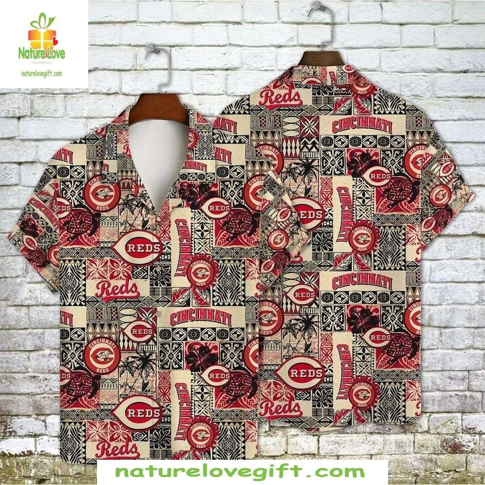 Cincinnati Reds Hawaiian MLB Tropical Tiki Totem - Adult & Kids T-Shirts, Sweatshirts & Hoodies apparel design preview 1