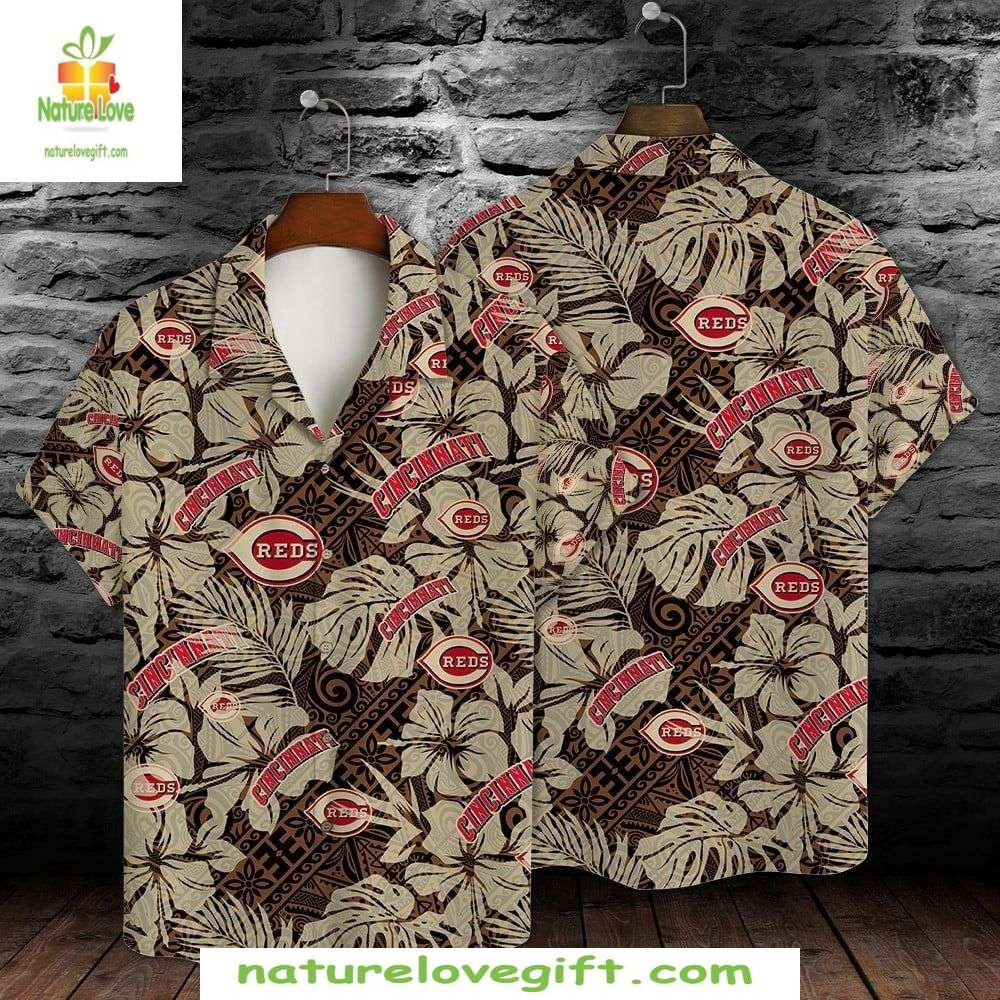 Cincinnati Reds MLB Hawaiian Tribal Beat Ancient - Adult & Kids T-Shirts, Sweatshirts & Hoodies apparel design preview 1